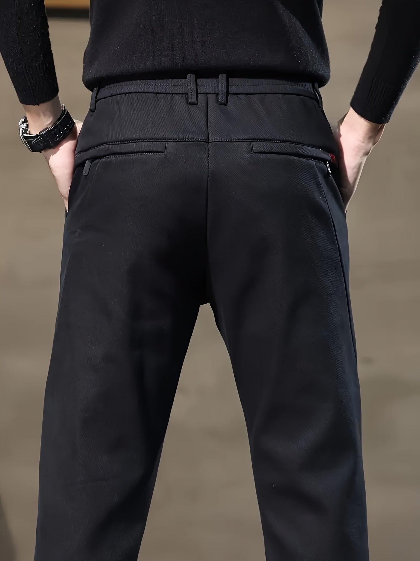 Men's Solid Color Regular Fit Work Pants Cotton Blend with Slight Stretch All-Season