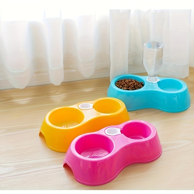 Automatic Plastic Pet Feeder and Water Dispenser Set for Cats and Dogs Double Bowls