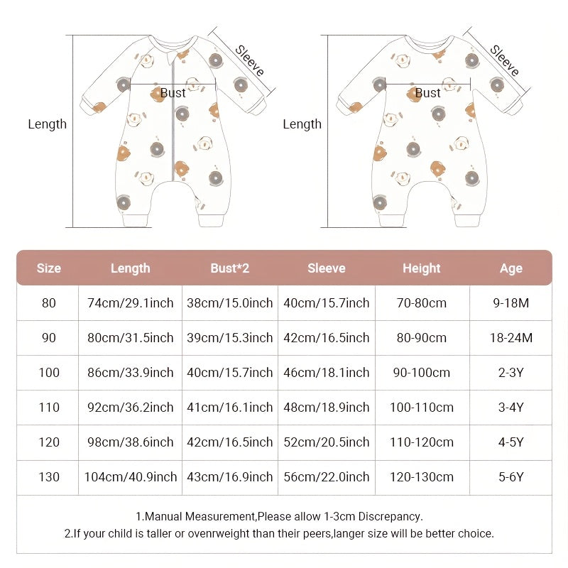 Kids' Flannel Sleeping Bag Animal Print Snug Warm for Spring and Autumn