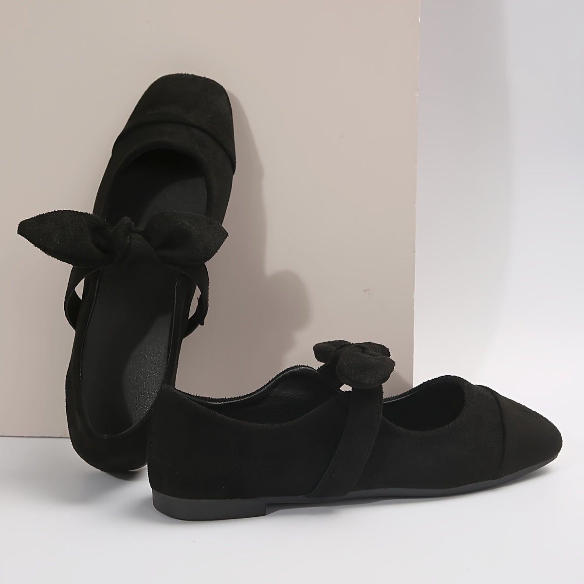 Women's Mary Jane Flats with Bowknot Solid Color Slip-On Dress Shoes