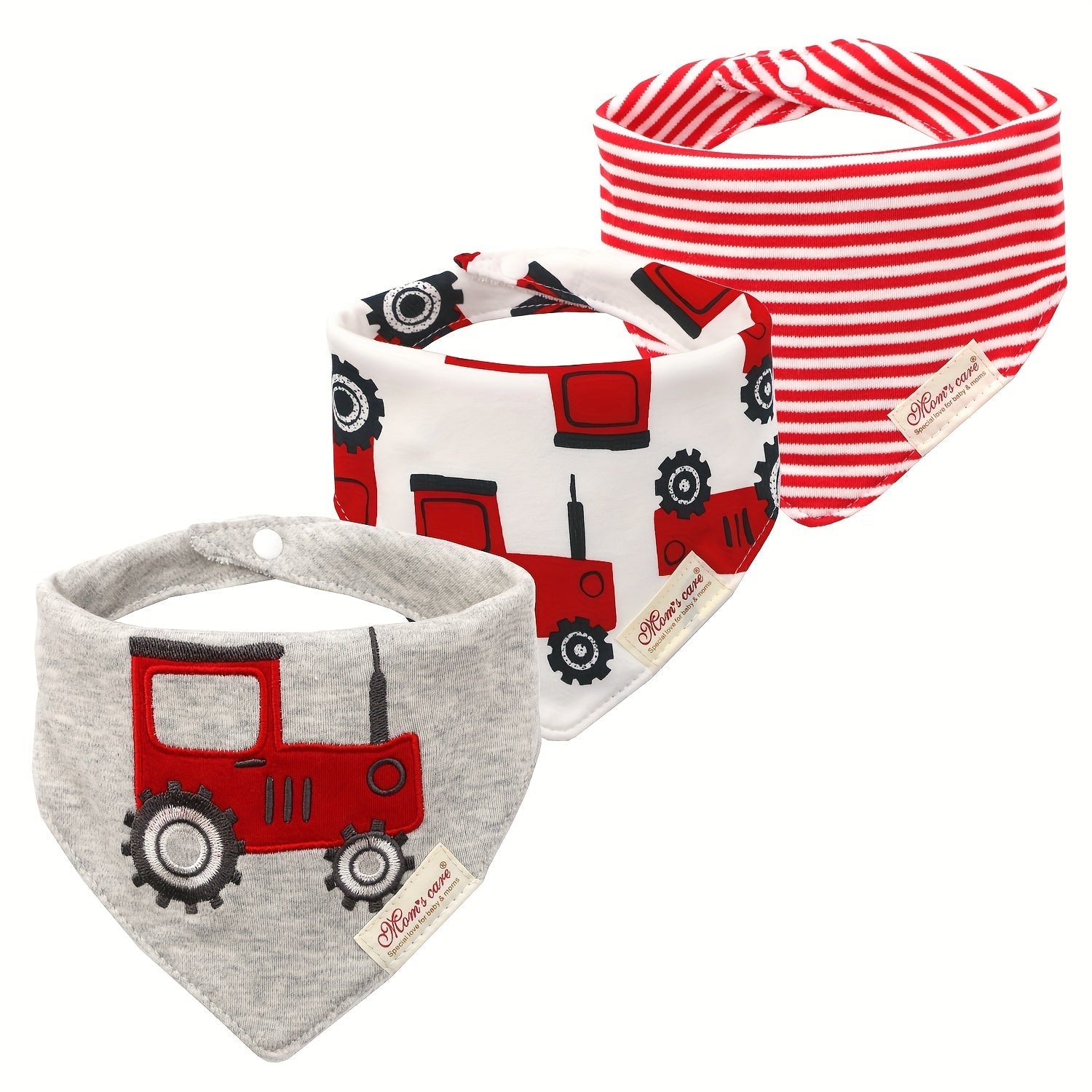 Baby Bibs and Saliva Towels Set for Toddlers with Adjustable Neck Bib and Cartoon Embroidery