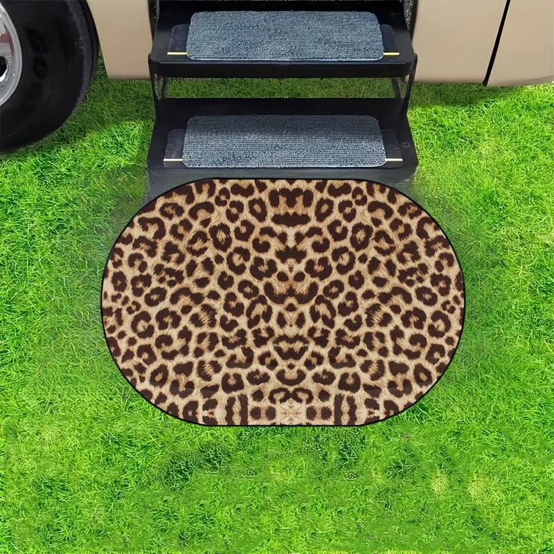 Absorbent Polyester Floor Mat for RV Bathroom Kitchen Bedroom Leopard Print