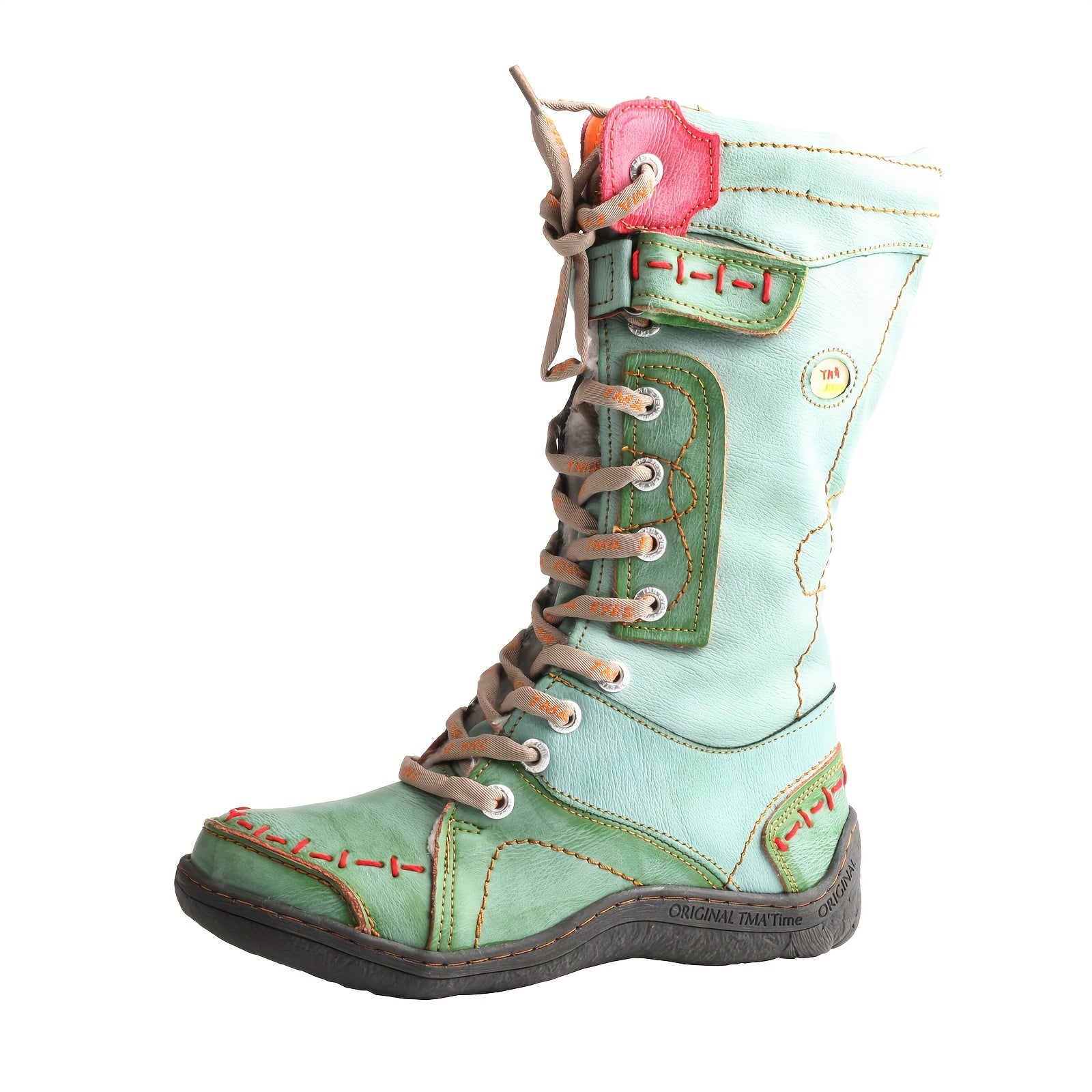 Women’s Fleece Winter Boots Hand-Stitched Color-Blocking Slip-Resistant Durable