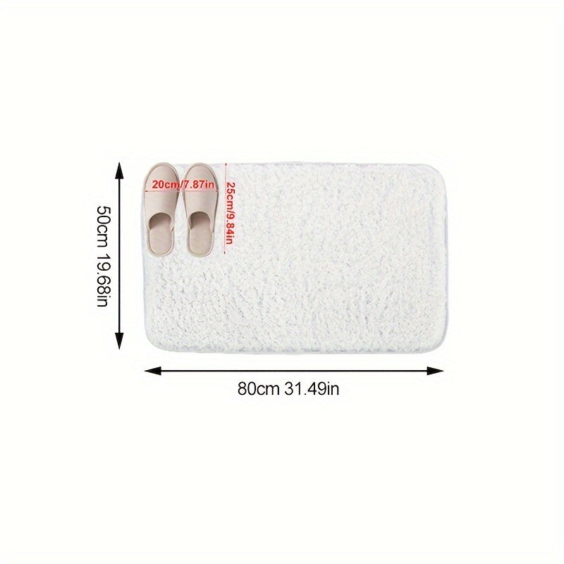 Pink Non-Slip Rectangular Bathroom Floor Mat Quick-Drying Polyester Home Decor