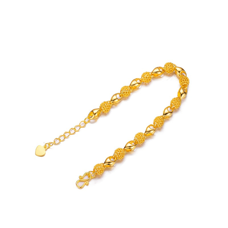 Gold-Plated Buddha Bead Bracelet Brass Hollow Design for Men and Women