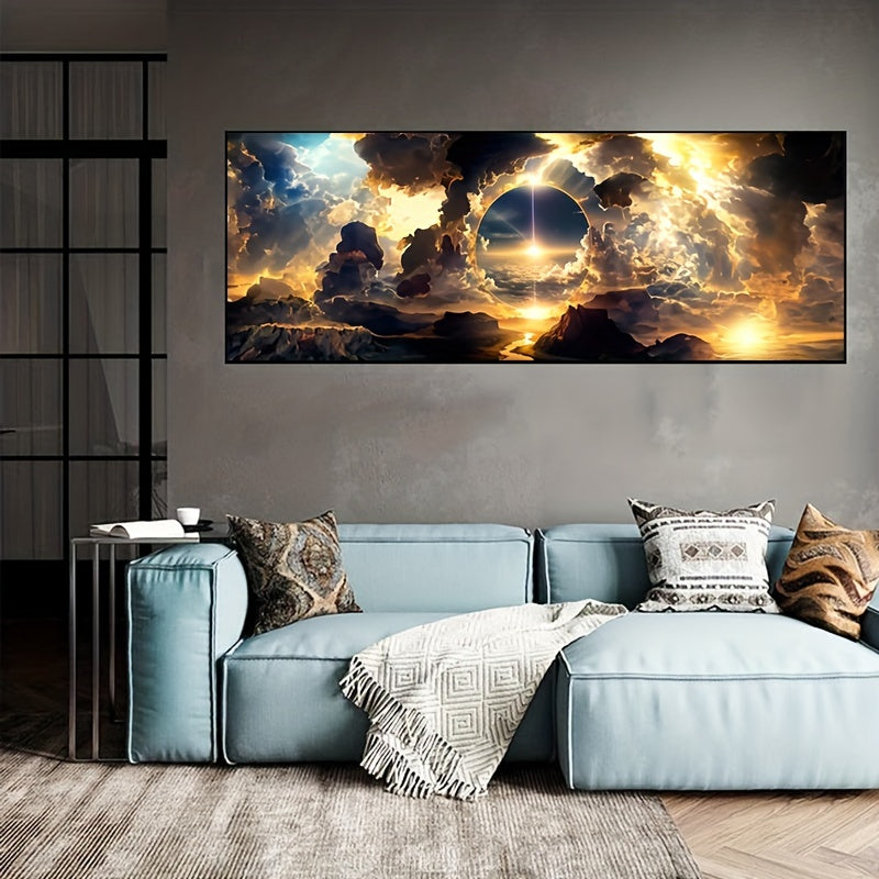 Arte de pared moderno en lienzo con paisaje, cielo, nubes y escena de montaña para sala de estar, dormitorio y oficina