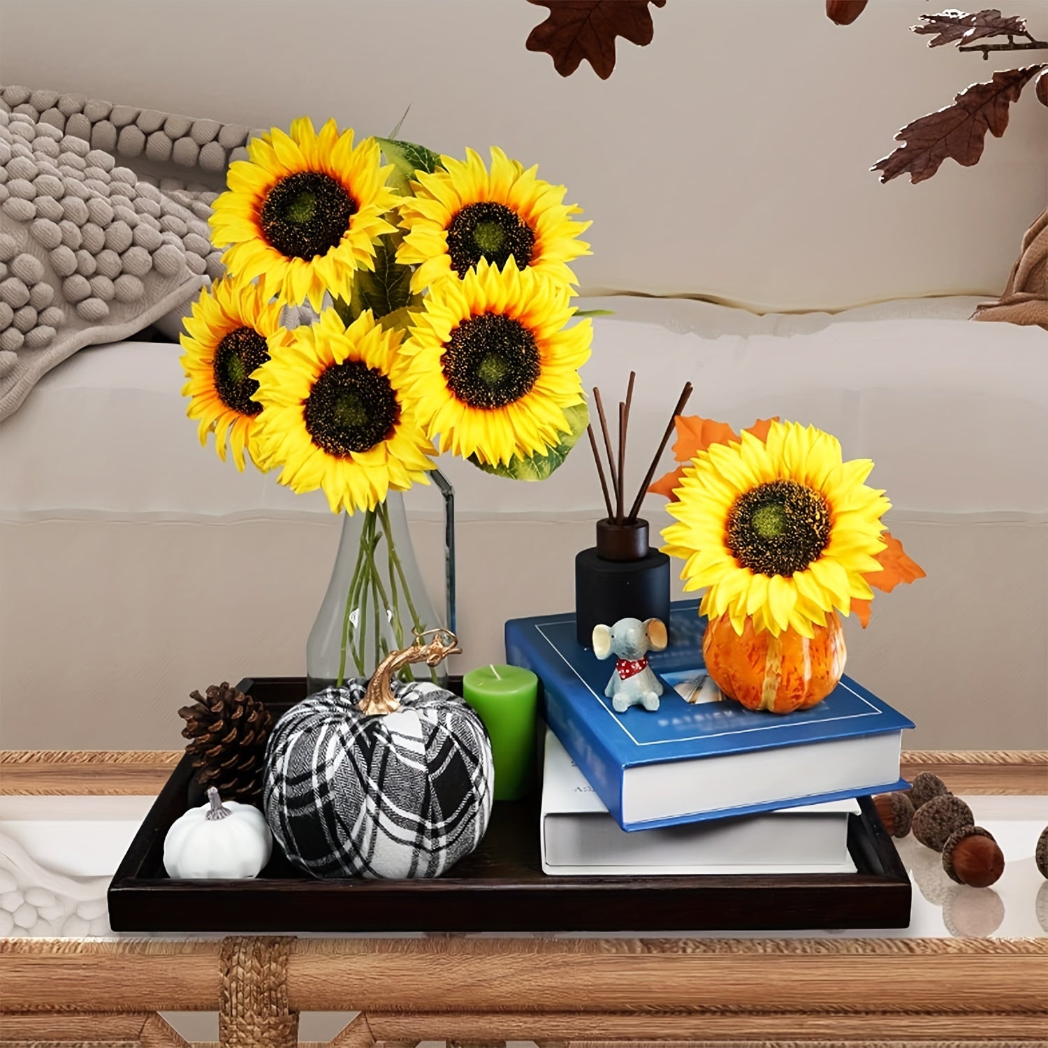 8-Piece Artificial Sunflower Bouquet for Fall Weddings Thanksgiving and Home Decor