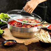 Thickened Stainless Steel Steamer Pot with Glass Lid for Easy Cooking and Serving