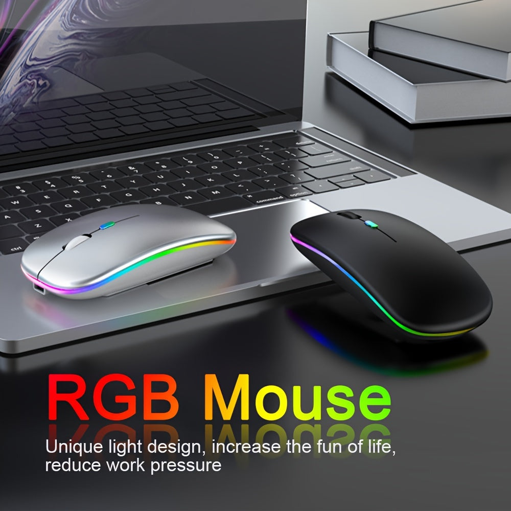 Wireless Rechargeable Optical Mouse with RGB Backlight for Notebook and iPad