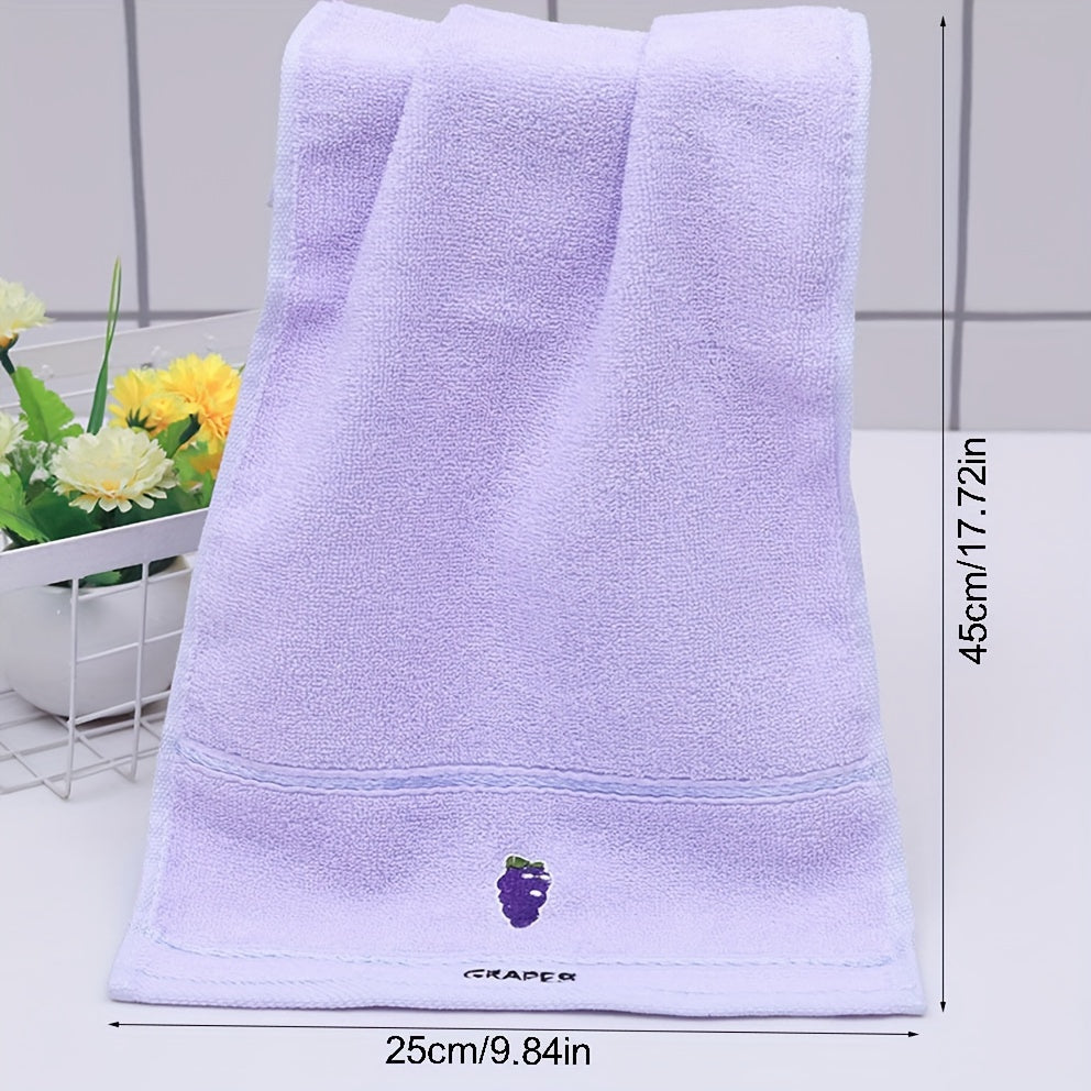 Cotton Face Towels with Fruit Embroidery Absorbent Quick-Drying for Daily Use