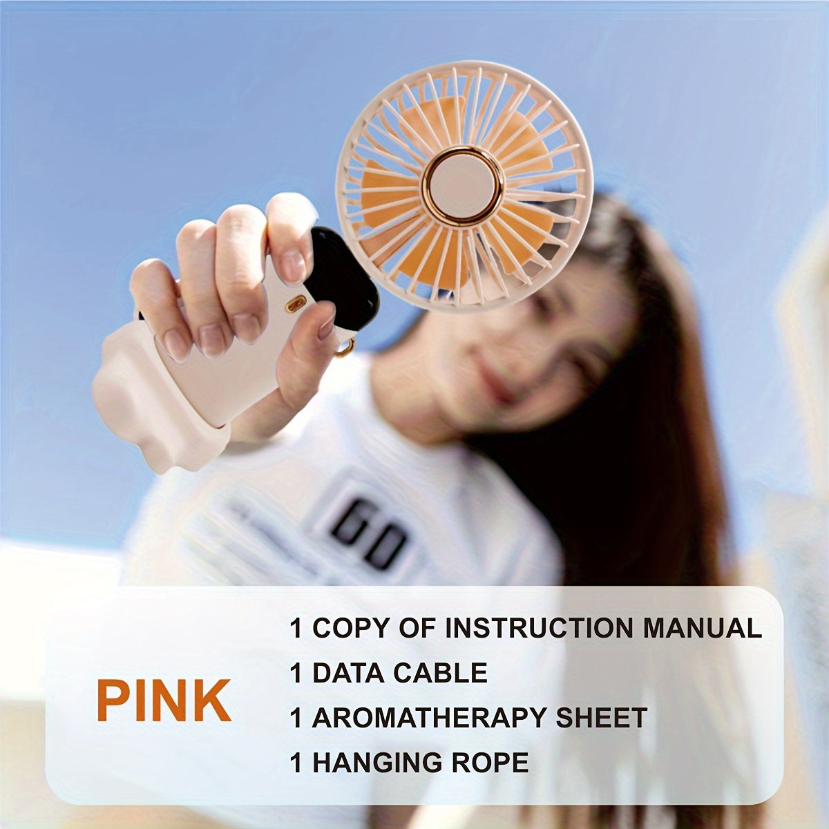 Mini Fan with LED Display, Collapsible Neckband, Rechargeable USB, 5-Speed