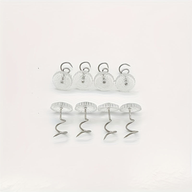 Sofa Cover Fixing Clips Set of 24 and 12 Twist Nails for Edge Securing Transparent Spiral Needle Bed Skirt