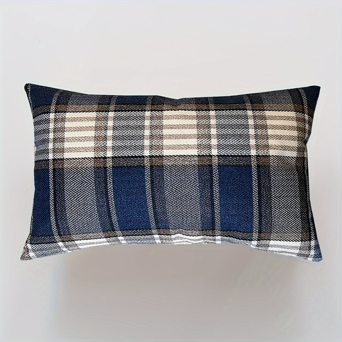 Funda de cojín de lino y algodón bohemio con cuadros tejidos y rayas 50x30cm, cojín lumbar