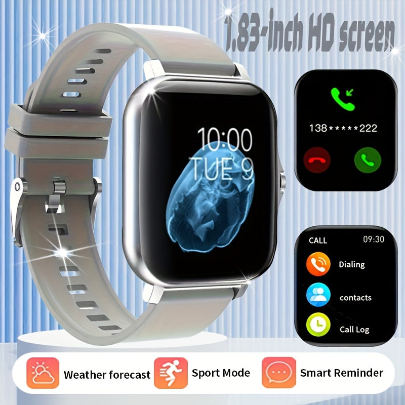 Men Women Alloy Smartwatch 1.83-Inch Touch Screen Sports Watch with Notifications