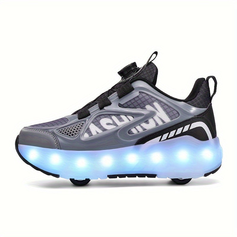 Kids LED Light-Up Sneakers for Boys and Girls Adjustable Brightness Breathable Fabric All-Season Casual Shoes