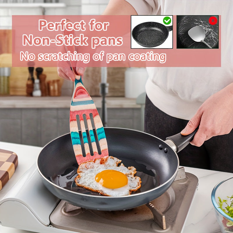 Pink Wooden Kitchen Utensil Set 7-Piece Non-Stick Heat-Resistant Cooking Tools