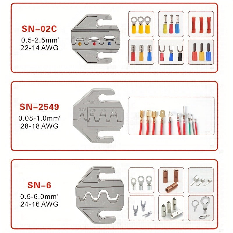 Crimping Tool Set with Combination Pliers and Multi-Jaw Connectors