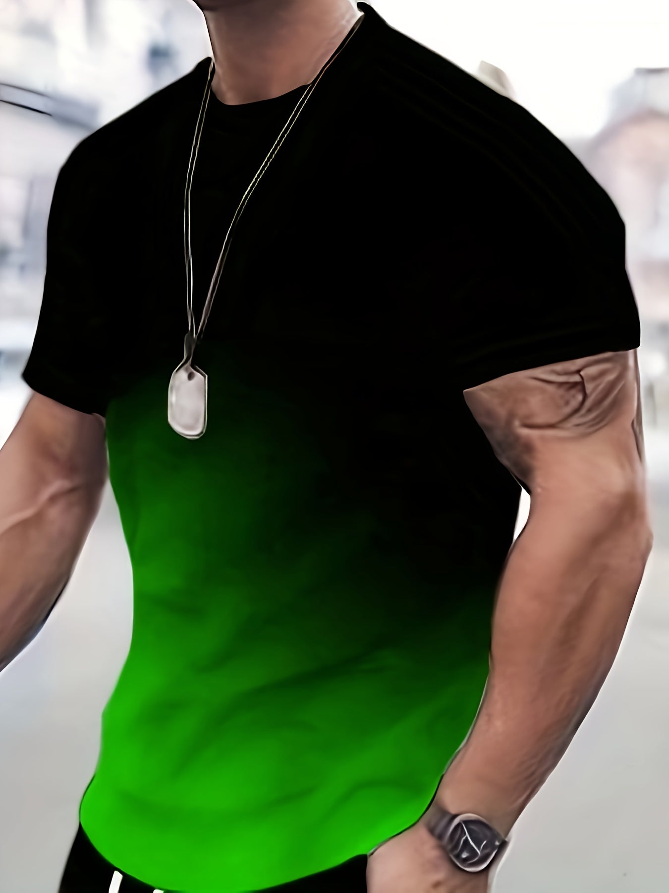 Men's Summer Color-Block Print T-Shirt and Shorts Set Crew Neck Casual Sports