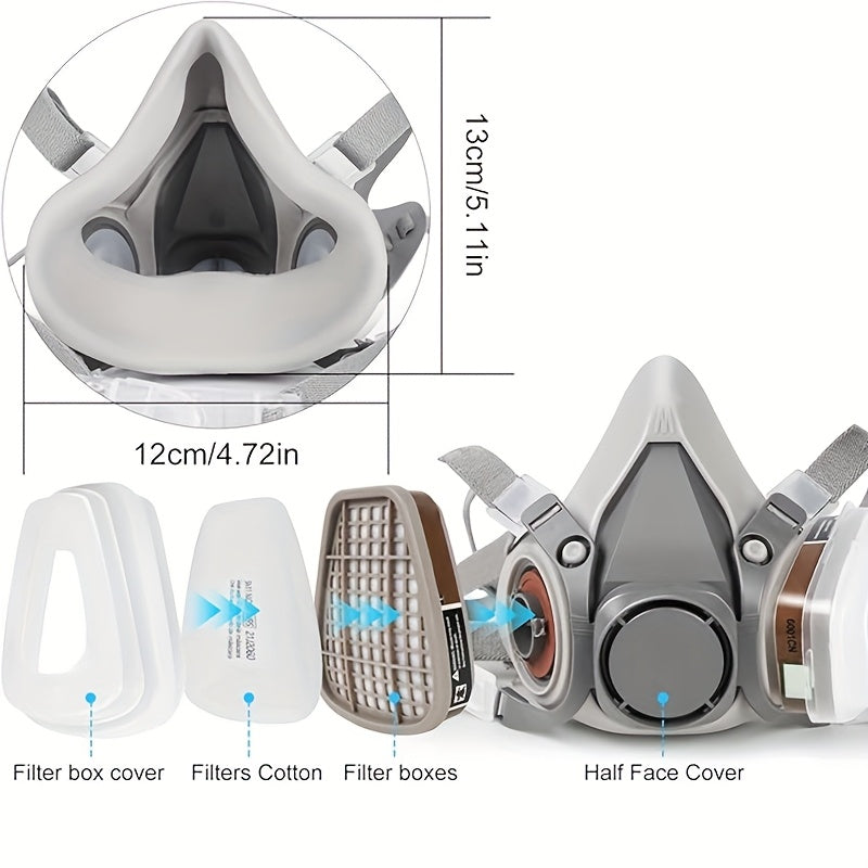 Reusable Chemical-Resistant Half Face Mask Hypoallergenic Plastic Dust Respirator