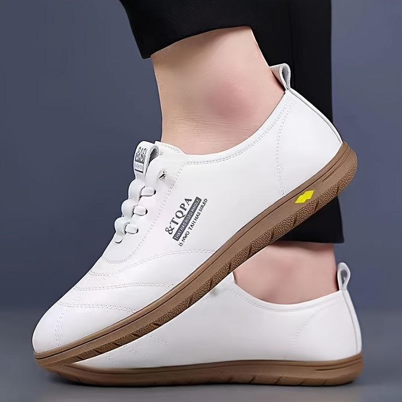 Men's Black and White Lace-Up Sneakers Rubber Sole Casual Running Low Top