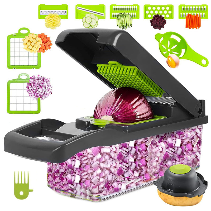 14-in-1 Plastic Kitchen Vegetable Slicer with 8 Blades and Container