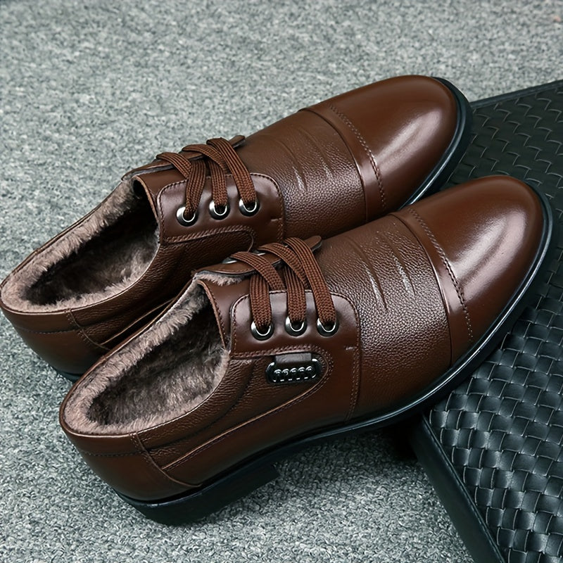 Zapatos Derby de cuero para hombre con forro de felpa y suela de goma para uso casual y de negocios