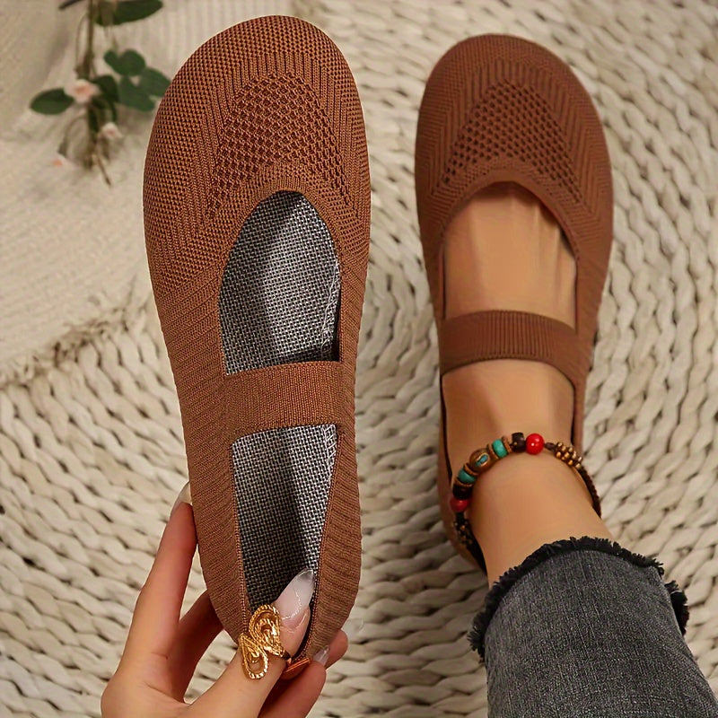 Women's Breathable Flying Shuttle Weave Flat Shoes Casual Slip-On Ankle Strap
