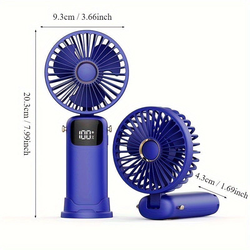Portable Mini Fan USB Rechargeable Handheld Fan with LED Indicator, 6 Speeds for Travel Outdoor Camping