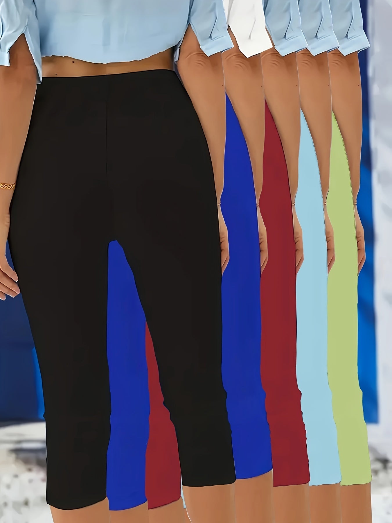 Pantalones capri de tiro alto para mujer talla grande, leggings suaves hasta la pantorrilla