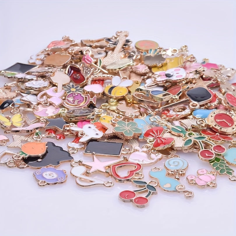 Assorted Jewelry Charms Pack of 30 50 or 100 Flower and Heart Floating Charms