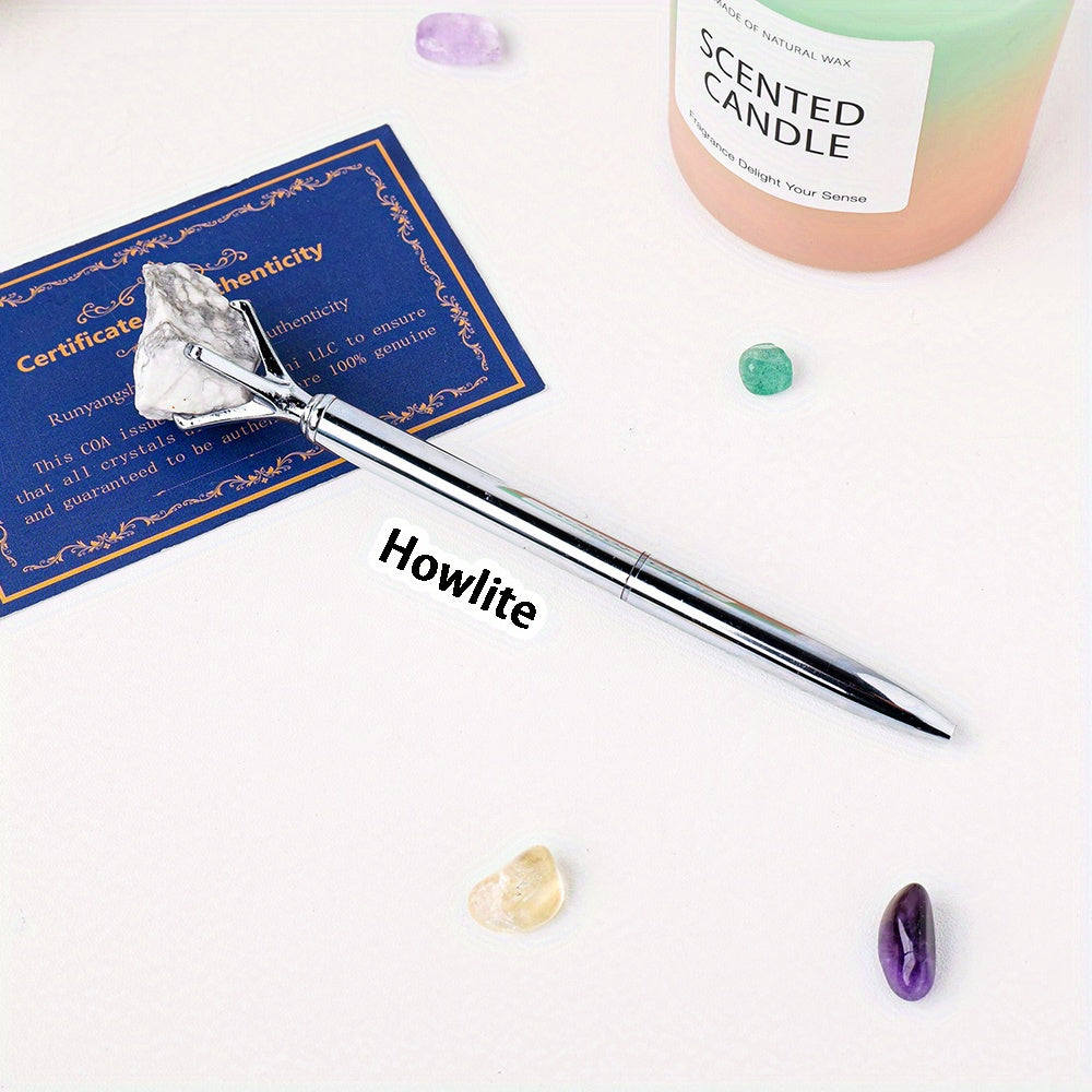 Large Natural Amethyst Crystal Raw Stone Pen Ballpoint for Stationery and Gifts