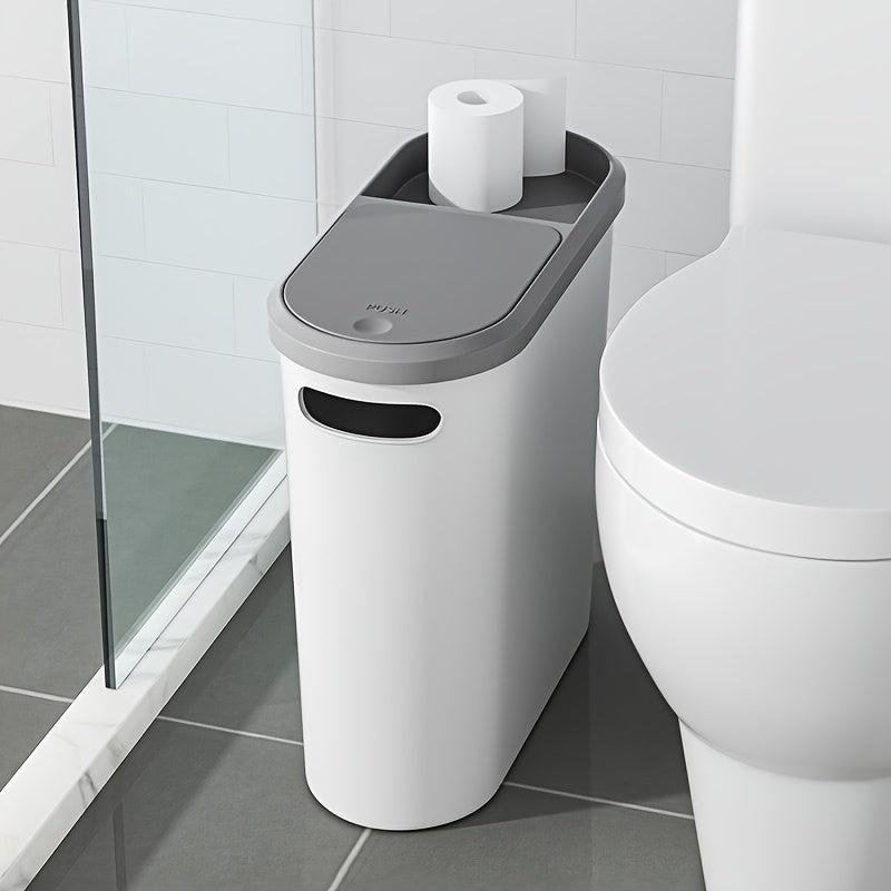Bathroom Trash Can with Lid and Slit for Easy Disposal, 1.3 Gallon