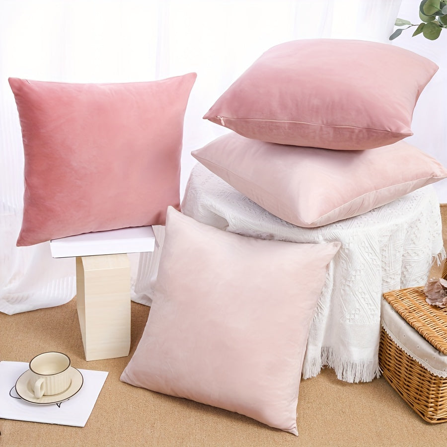 Velvet Pillow Covers with Zipper Closure Machine Washable 100% Polyester for Sofa Bed Car Decor