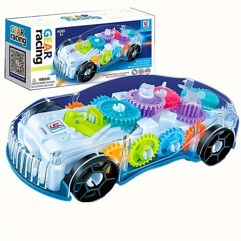 Small Remote Control Car with Transparent Electric Gear, Music and Light for Racing Simulation