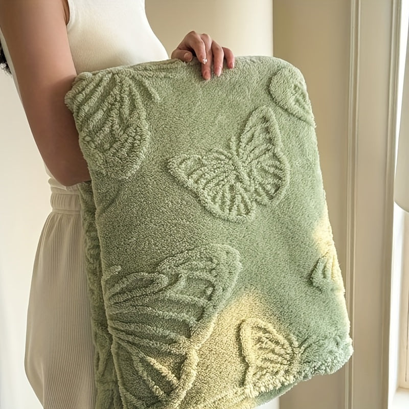 Manta de felpa de doble cara de color sólido con jacquard de franela para siestas