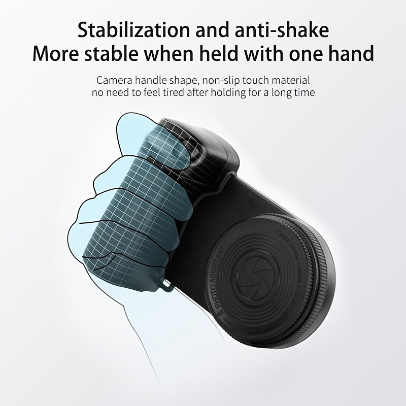 Mobile Phone Camera Handle with Detachable Magnetic Remote Shutter 360° Rotation Self-Lighting