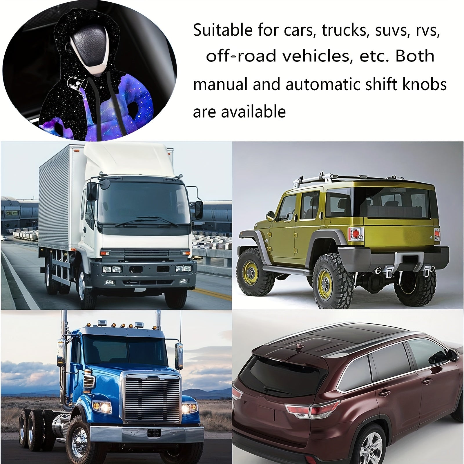 Hoodie Gear Shift Knob Cover Polyester Car Interior Cosmic Design Warmth