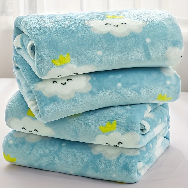 Floral Flannel Throw Blanket Soft Cozy All-Season Couch Bed Office Car