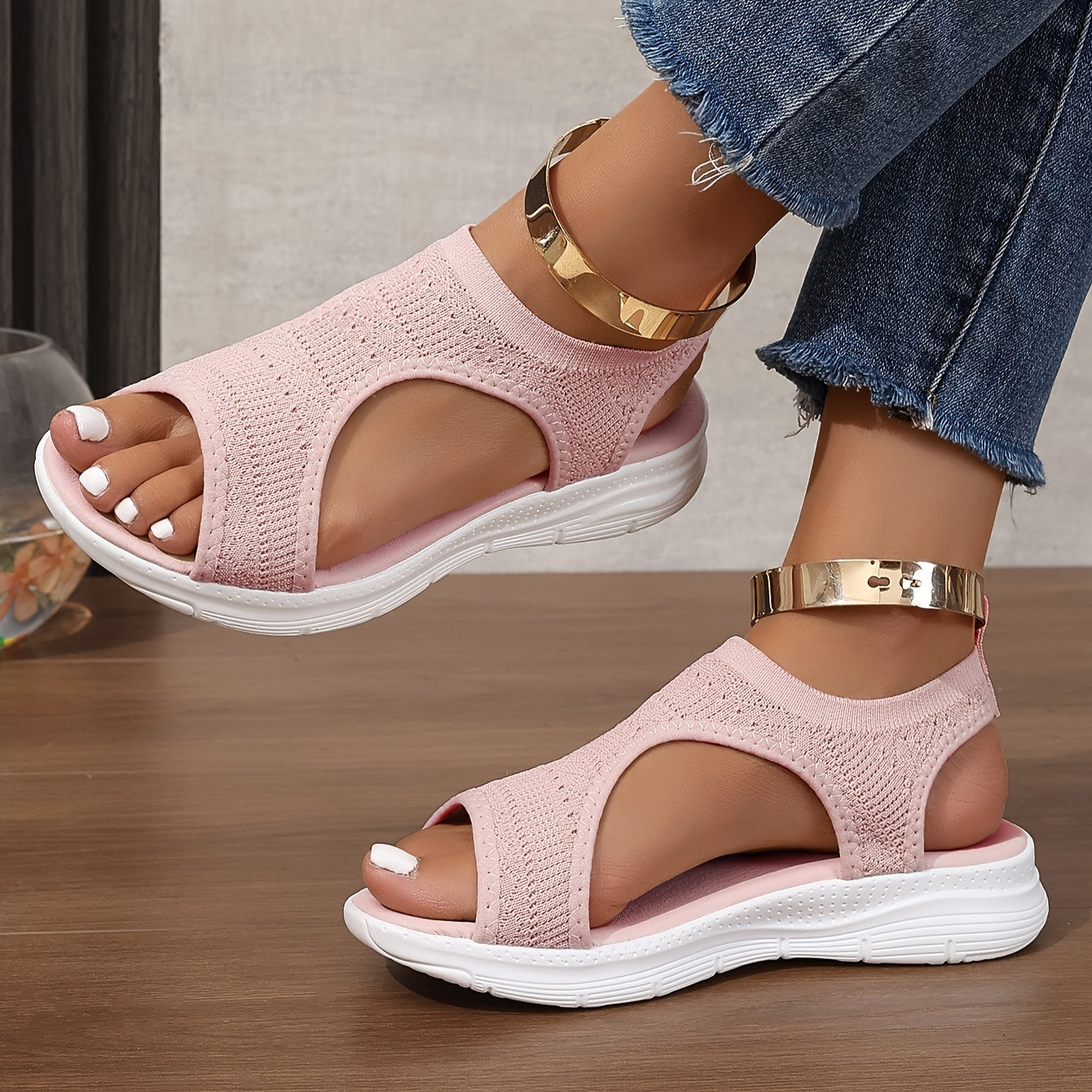 Women’s Mesh Slip-On Sneakers Casual Breathable Summer Open-Toe Low-Top