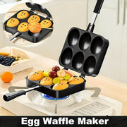 Double-sided egg waffle maker non-stick surface for home outdoor cooking