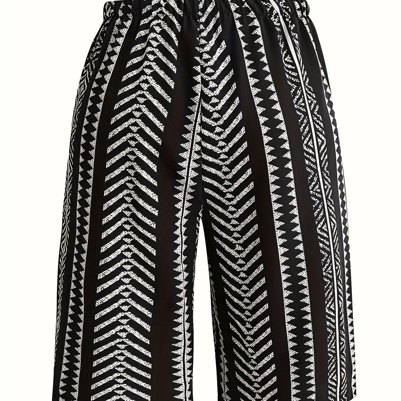 Women Bermuda Shorts Bohemian Tribal Print High-Waisted Loose Fit Summer Lightweight Polyester