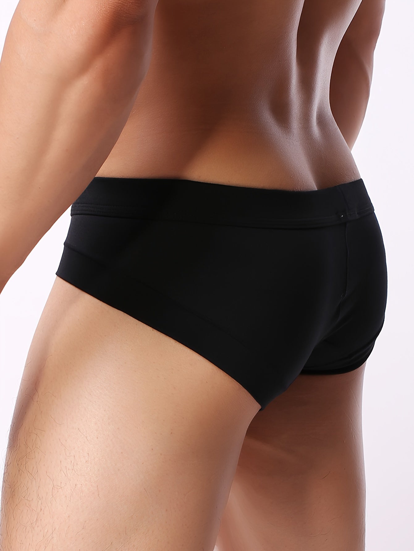 Men's Viscose Blend Briefs Solid Color Medium Stretch Knit Comfortable Casual