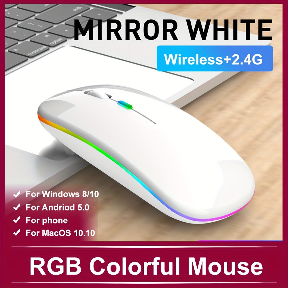 Wireless Rechargeable Optical Mouse with RGB Backlight for Notebook and iPad