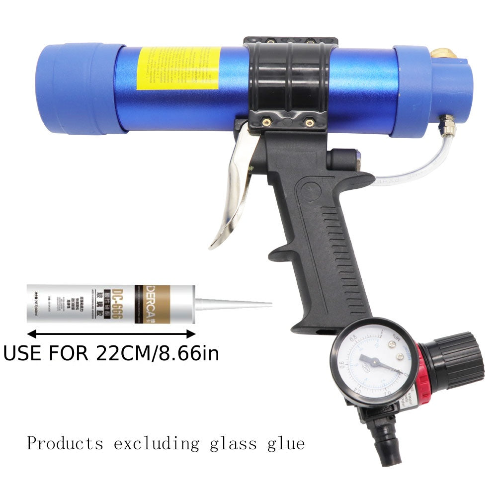 310ml Pneumatic Air Sealant Caulking Gun Kit with Nozzle Pressure Gauge Adjustable Flow