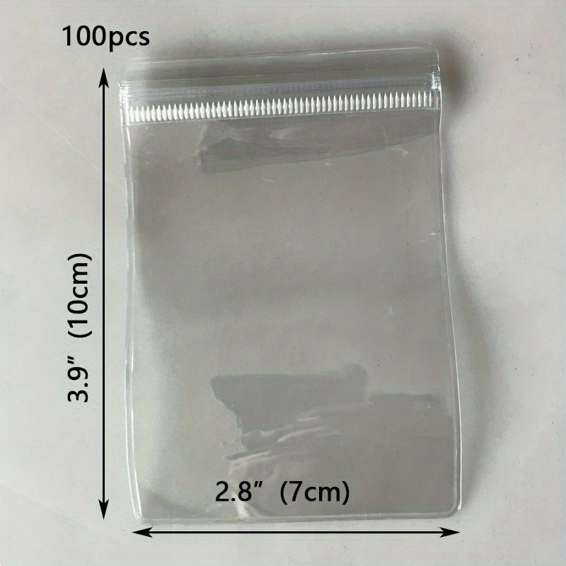 100 Pieces PVC Ziplock Bags Transparent Jewelry Storage Sealed Packaging