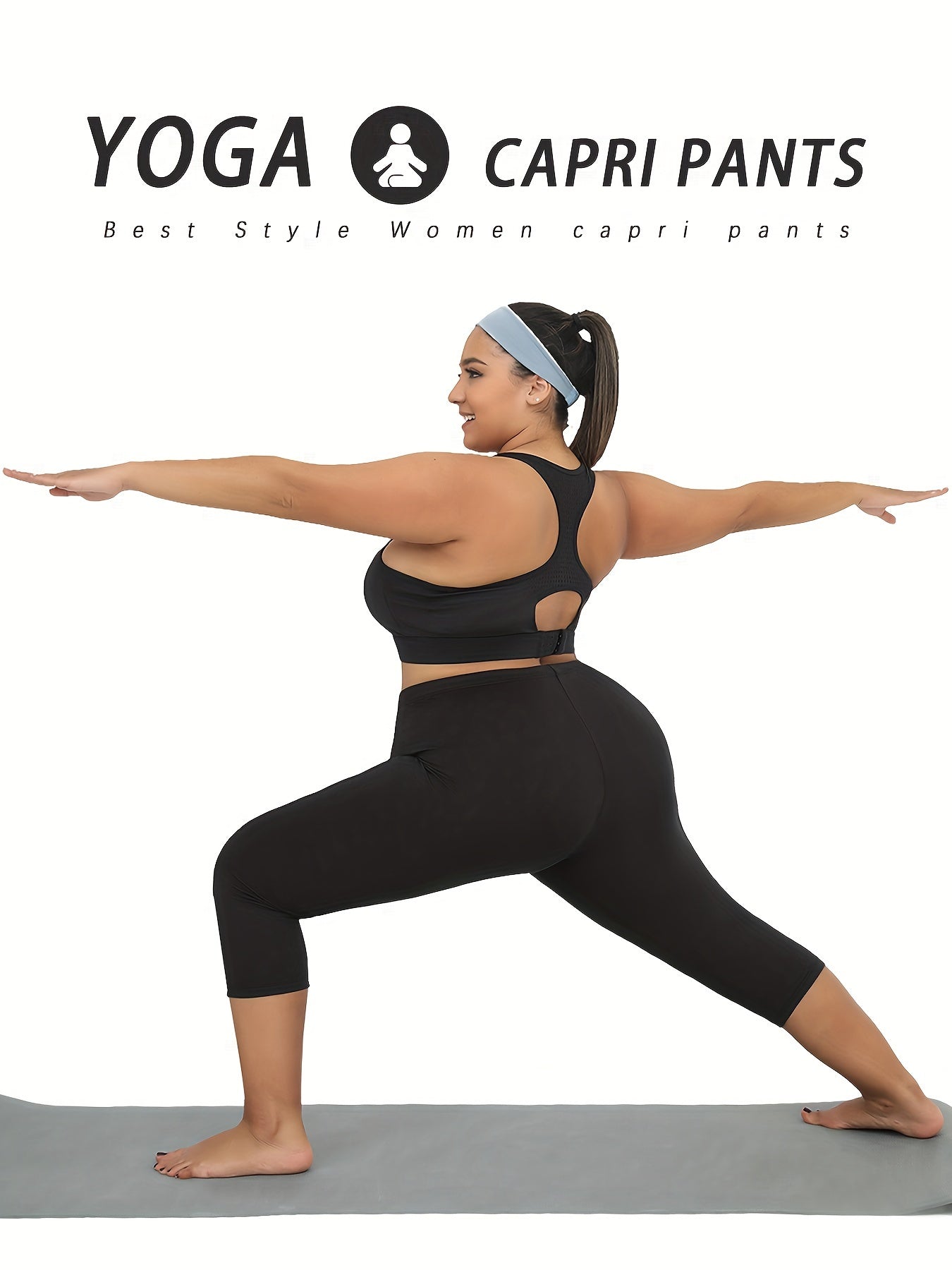 Plus Size Women's Yoga Leggings High Waist Moisture-Wicking Stretchy 5 Pack