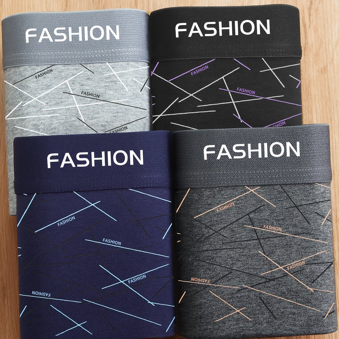 Men's Boxer Shorts Geometric Pattern Polyester Spandex Loose Fit Casual