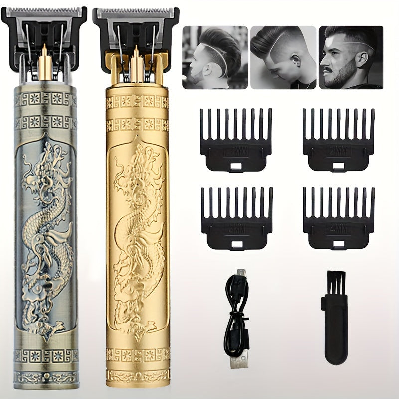 V-Vimika Профессиональная машинка для стрижки волос: универсальное T-лезвие, USB зарядка, беспроводной триммер с инструментом для гравировки
