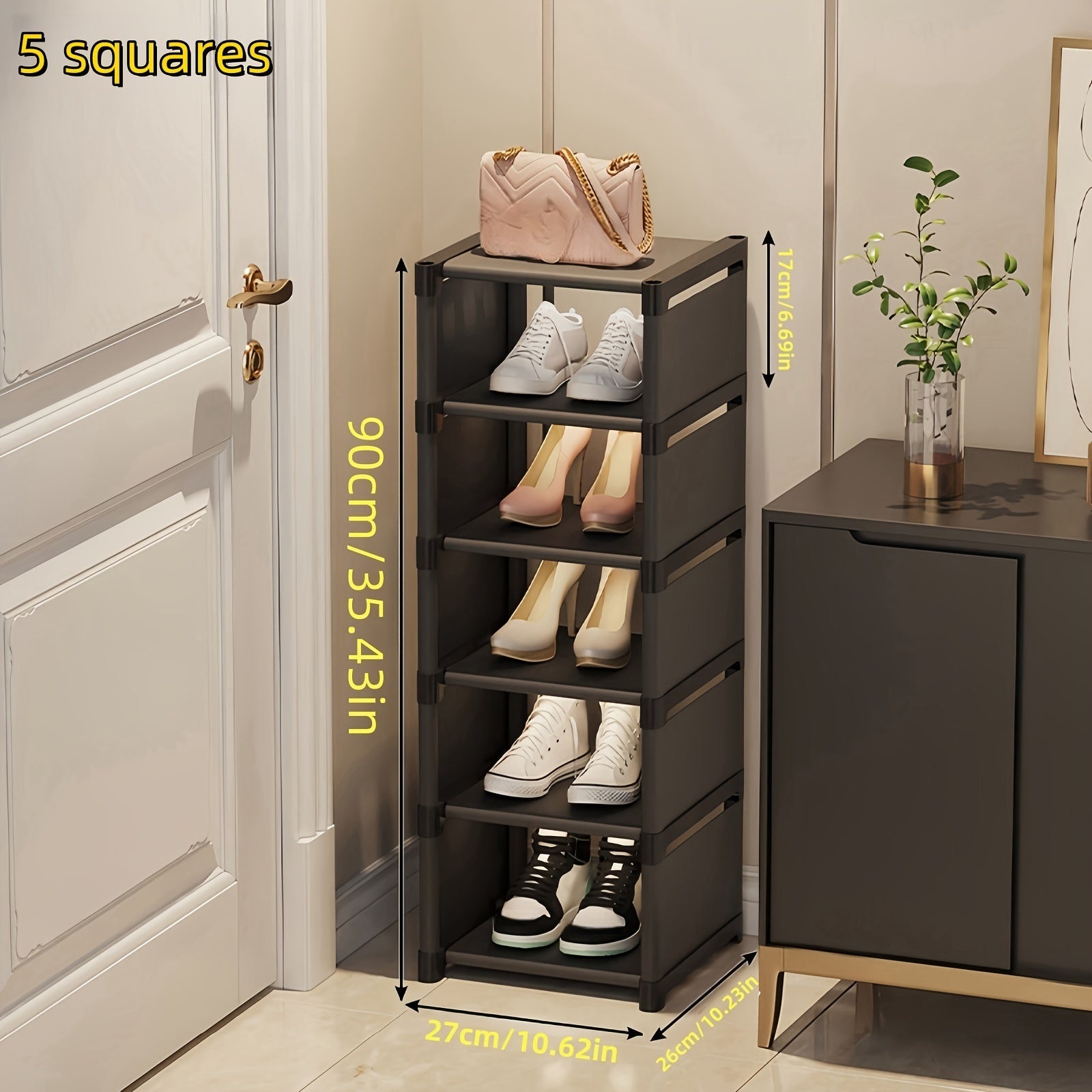 Multi-Tier Fabric Shoe Rack with Metal Frame Space-Saving Storage for Entryway Bedroom Hallway