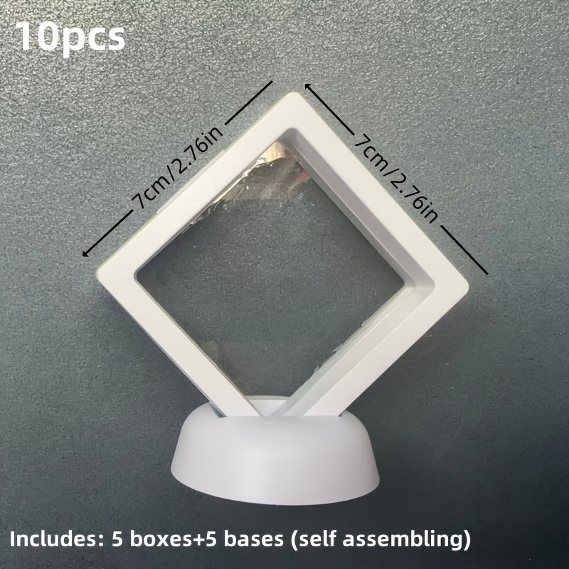 Conjunto de vitrinas para joyería de acrílico, 10 cajas de plástico transparente para anillos, pendientes y pulseras